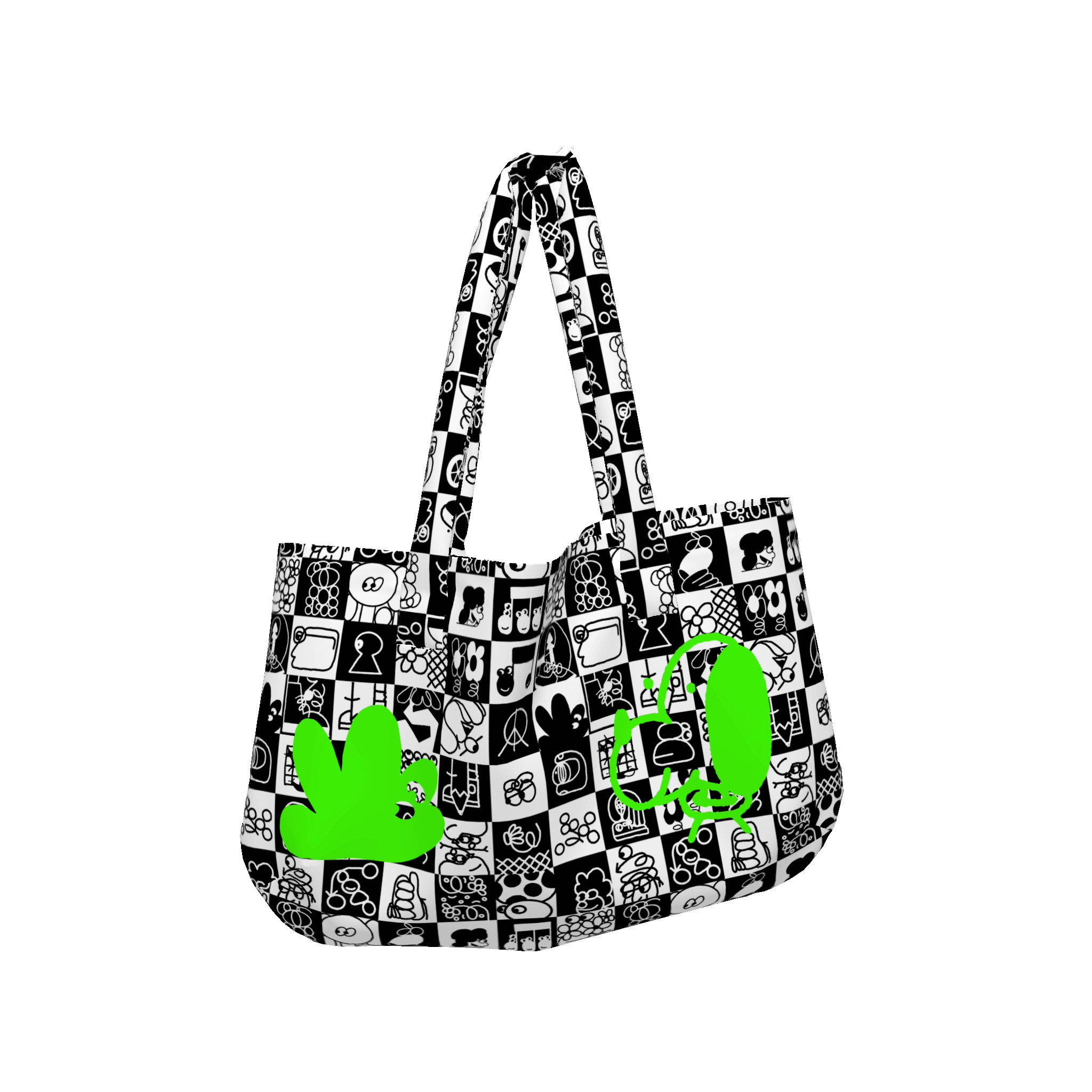 Large Black and White Revisited Tote