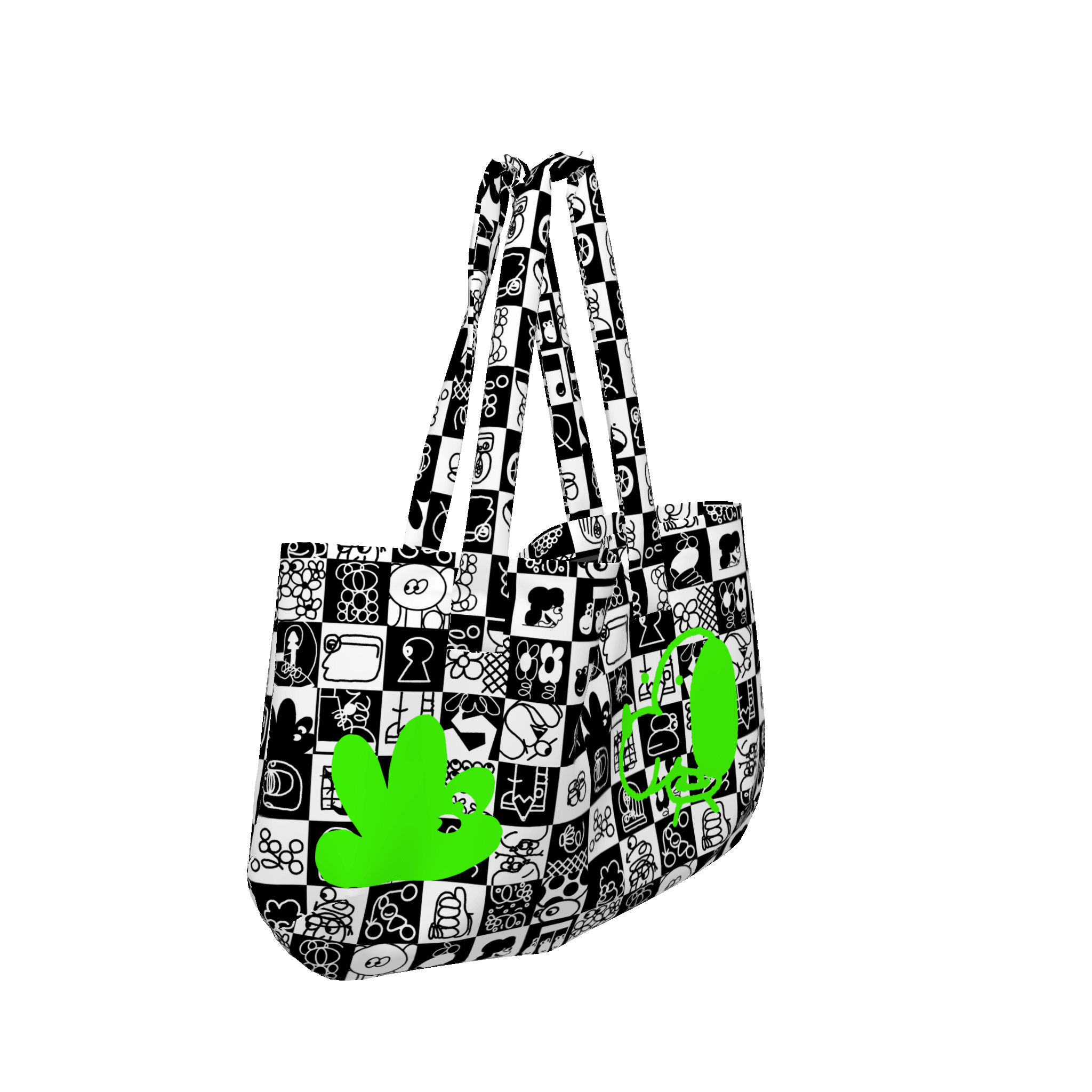 Large Black and White Revisited Tote